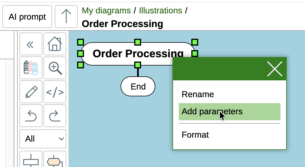 How to add the Formal Parameters icon