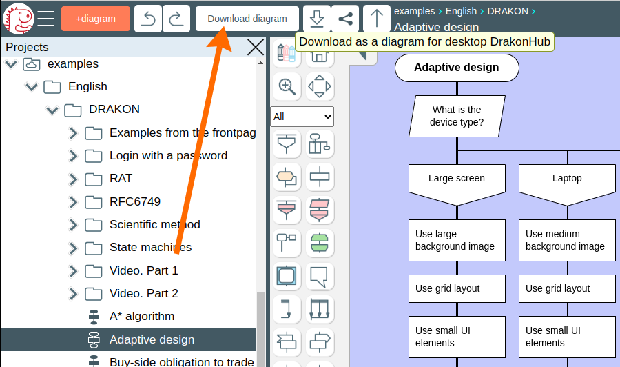 How to download a diagram from DrakonHub